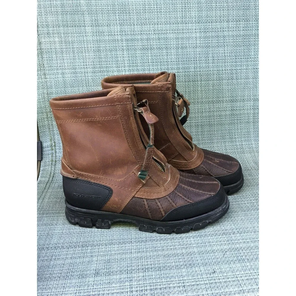 Polo sport Ralph Lauren leather brown big boys youth boots 6.5 B